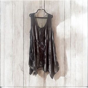 Cut Loose Velvety Lagenlook Asymmetric A-Line Boho Tunic Dress